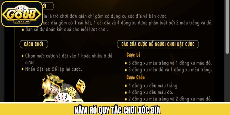 Quy tắc chơi xóc đĩa  trên cổng game Go88